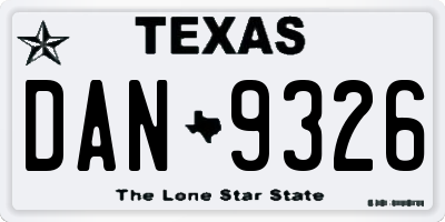 TX license plate DAN9326
