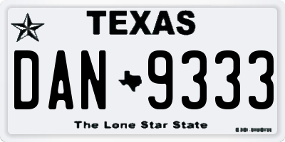 TX license plate DAN9333