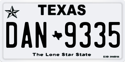 TX license plate DAN9335