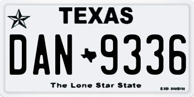 TX license plate DAN9336