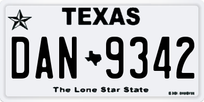 TX license plate DAN9342
