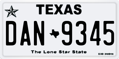 TX license plate DAN9345