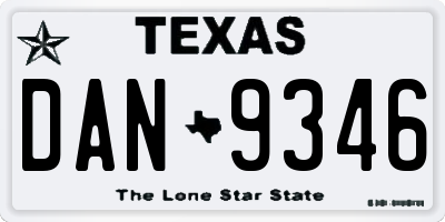 TX license plate DAN9346