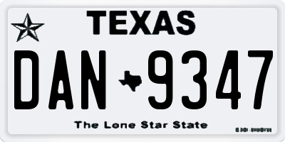 TX license plate DAN9347