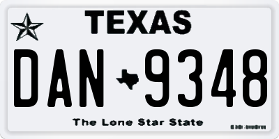 TX license plate DAN9348