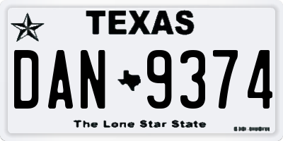 TX license plate DAN9374