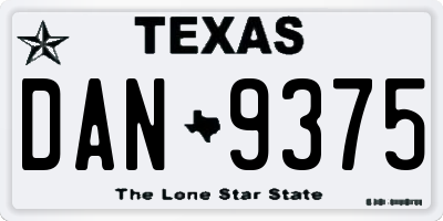 TX license plate DAN9375