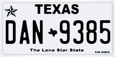 TX license plate DAN9385
