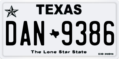 TX license plate DAN9386