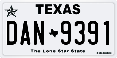 TX license plate DAN9391