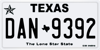 TX license plate DAN9392