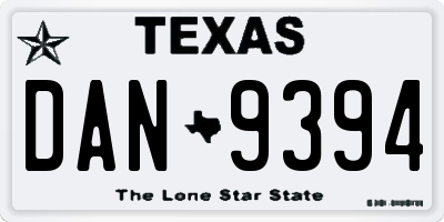 TX license plate DAN9394