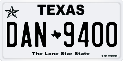 TX license plate DAN9400