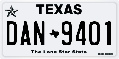 TX license plate DAN9401