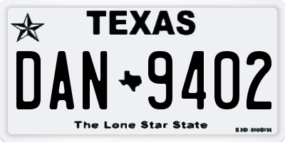 TX license plate DAN9402