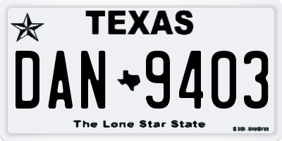 TX license plate DAN9403