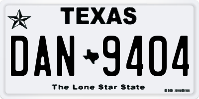 TX license plate DAN9404