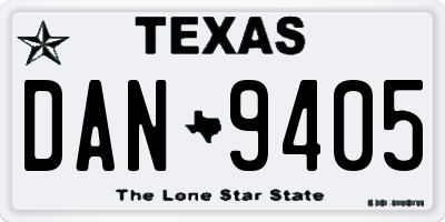 TX license plate DAN9405