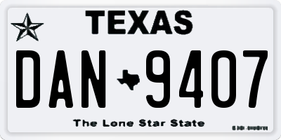 TX license plate DAN9407
