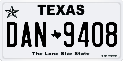TX license plate DAN9408