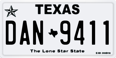TX license plate DAN9411