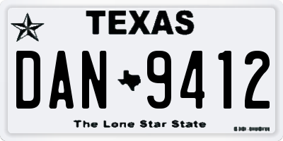TX license plate DAN9412