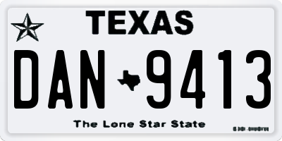 TX license plate DAN9413