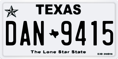 TX license plate DAN9415