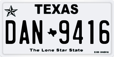 TX license plate DAN9416