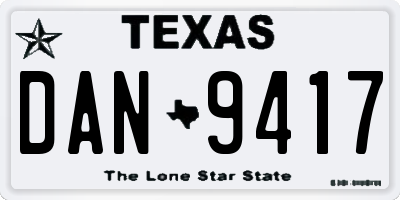 TX license plate DAN9417