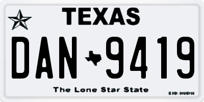 TX license plate DAN9419
