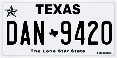 TX license plate DAN9420