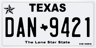 TX license plate DAN9421