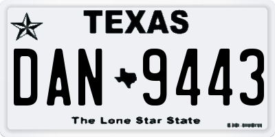 TX license plate DAN9443