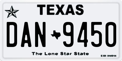 TX license plate DAN9450