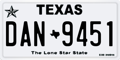 TX license plate DAN9451