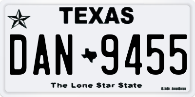 TX license plate DAN9455