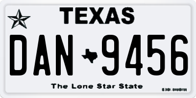 TX license plate DAN9456