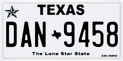 TX license plate DAN9458