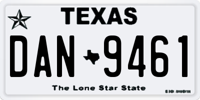 TX license plate DAN9461