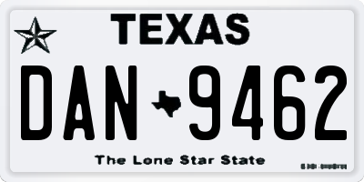 TX license plate DAN9462