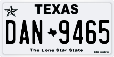 TX license plate DAN9465