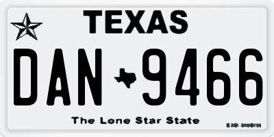 TX license plate DAN9466