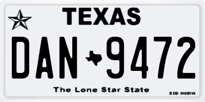 TX license plate DAN9472