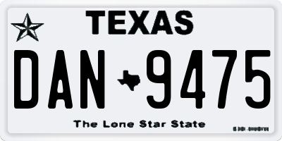 TX license plate DAN9475