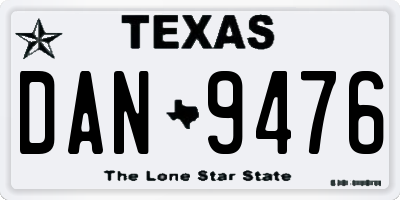 TX license plate DAN9476