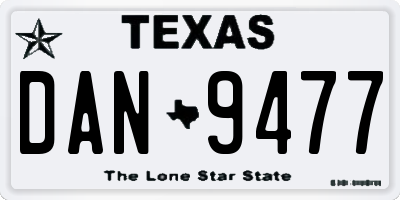 TX license plate DAN9477