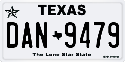 TX license plate DAN9479
