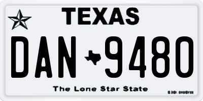 TX license plate DAN9480