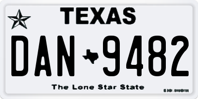 TX license plate DAN9482